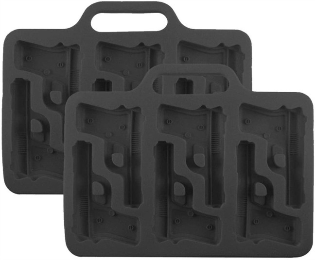 Chocolate Mold Tray Silicone Ice Cube Party maker perfect for DIY frozen ice, pudding, jelly candy (Black Gun (2 PACK))