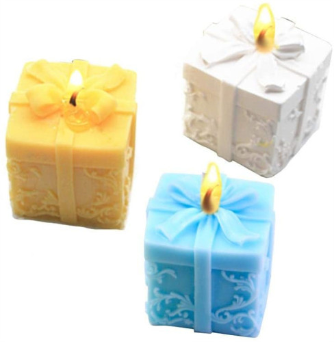 Christmas Candle Molds DIY Silicone Candle Mold Cuboid Shape Moulds with Embossed,for Candles Soaps Chocolates Puddings Color Random