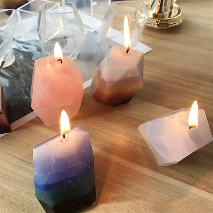 Gem Stone Crystal Mold Silicone Candle Molds 3 Shapes Large Size Resin Stone Mold for Jewelry Making, Aromatherapy Candle Making