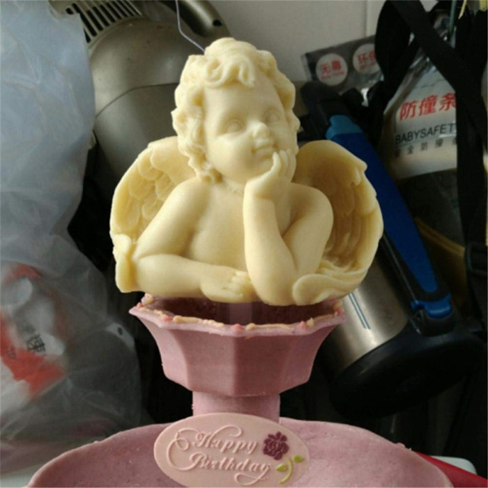 3D Angel Baby Fondant Mold Chocolate Candy Making Silicone Mold for Cake/Cupcake Decorating, Soap, Lotion Bar, Polymer Clay, Cement, Concrete - Christmas Handicraft Mold DIY Baking Tools