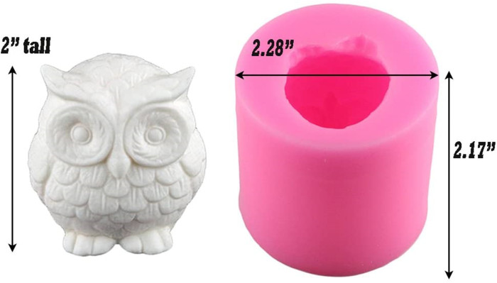 2 Pack Owl Candle Mold, Buytra 3D Silicone Mold for Homemade Candle, Mini Soap, Lotion Bar, Fondant, Chocolate, Candy, Cake Decorating, Polymer Fimo Clay Etc