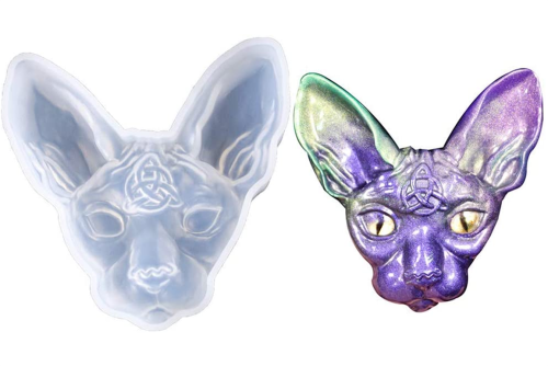 Sphynx Cat Head Silicone Resin Mold, Canadian Hairless Cat Beerus Devil DIY Hand Craft Epoxy Resin Molds for Making DIY Jewelry Necklace Pendant Keychain Handmade Crafts
