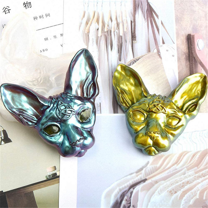 Sphynx Cat Head Silicone Resin Mold, Canadian Hairless Cat Beerus Devil DIY Hand Craft Epoxy Resin Molds for Making DIY Jewelry Necklace Pendant Keychain Handmade Crafts