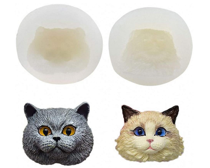 Set of 2 Pet Cat Silicone Resin Molds, British Shorthair & Ragdoll Cat Kitty Chocolate Candy Fondant Mold Cake Decorating Tool Making Candle Soap
