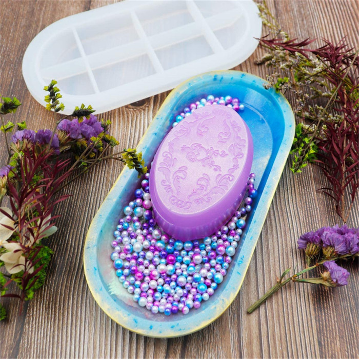 Silicone Resin Molds, Oval Dish Epoxy Resin Silicone Molds, Dishes Plate Casting Mold for DIY Soap Dish, Home Decoration, Jewelry Tray