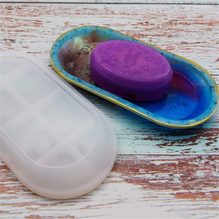 Silicone Resin Molds, Oval Dish Epoxy Resin Silicone Molds, Dishes Plate Casting Mold for DIY Soap Dish, Home Decoration, Jewelry Tray
