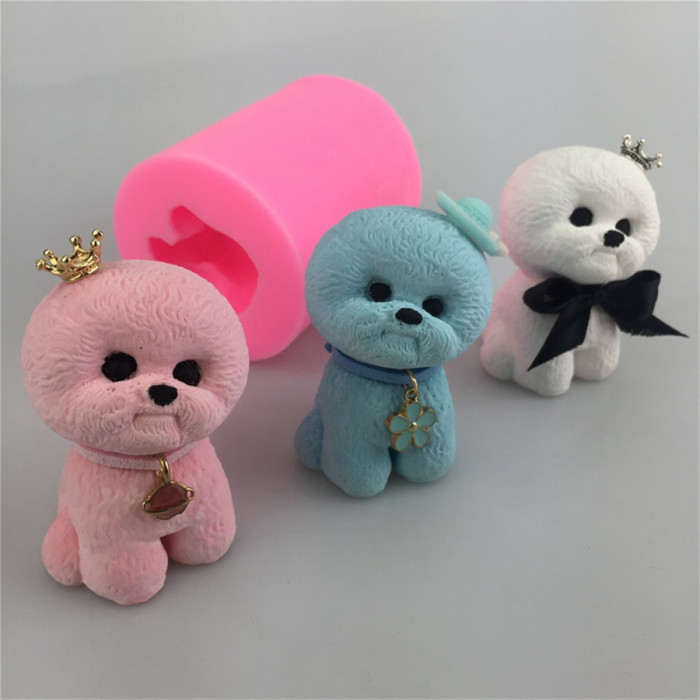 3D Puppy Dog Silicone Candle Molds,  Cute Bichon frise mold Chocolate Candy Fondant Mold Cake Decorating Tool
