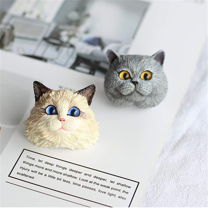 Set of 2 Pet Cat Silicone Resin Molds, British Shorthair & Ragdoll Cat Kitty Chocolate Candy Fondant Mold Cake Decorating Tool Making Candle Soap