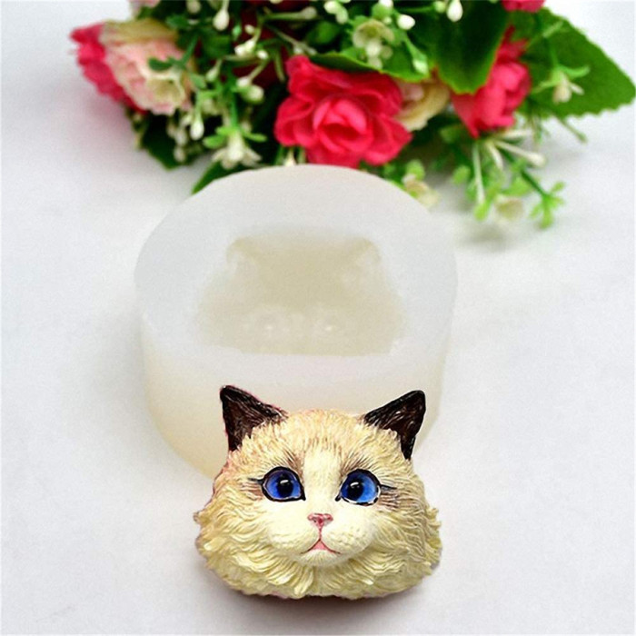 Set of 2 Pet Cat Silicone Resin Molds, British Shorthair & Ragdoll Cat Kitty Chocolate Candy Fondant Mold Cake Decorating Tool Making Candle Soap