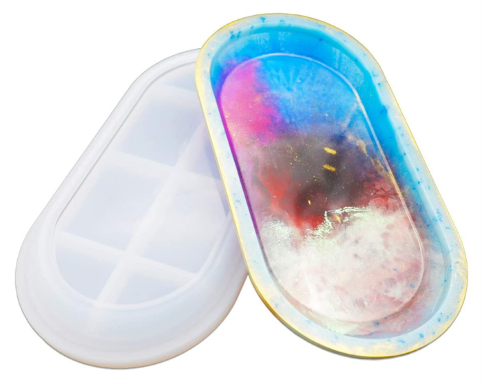 Silicone Resin Molds, Oval Dish Epoxy Resin Silicone Molds, Dishes Plate Casting Mold for DIY Soap Dish, Home Decoration, Jewelry Tray