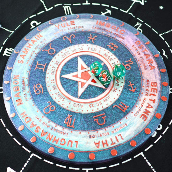 Tarot Divination Mat Resin Mold, Round Divination Board Constellation Moon Phase Large Tray Silicone Mold for Making Home Decoration, DIY Craft Making