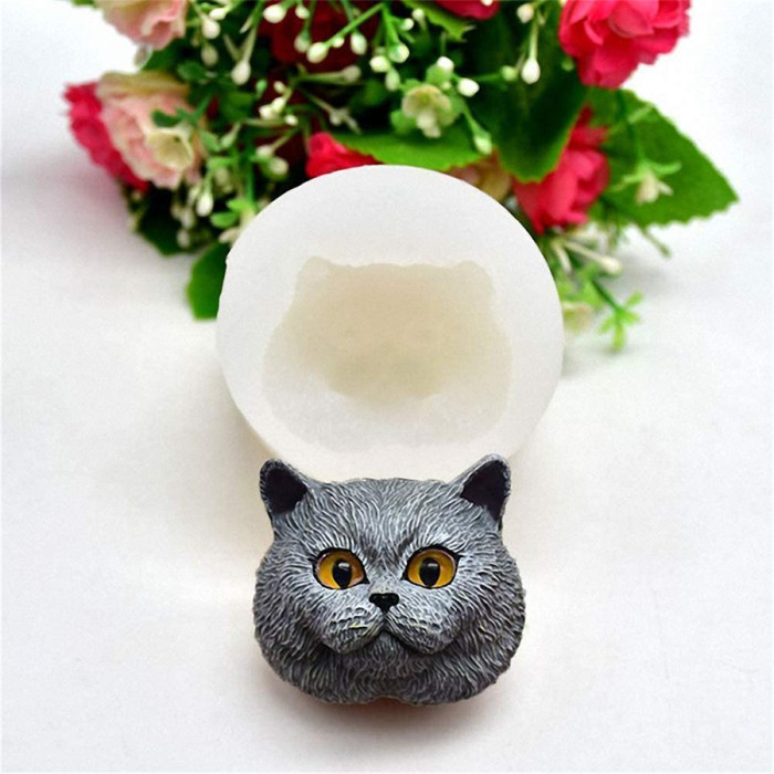 Set of 2 Pet Cat Silicone Resin Molds, British Shorthair & Ragdoll Cat Kitty Chocolate Candy Fondant Mold Cake Decorating Tool Making Candle Soap