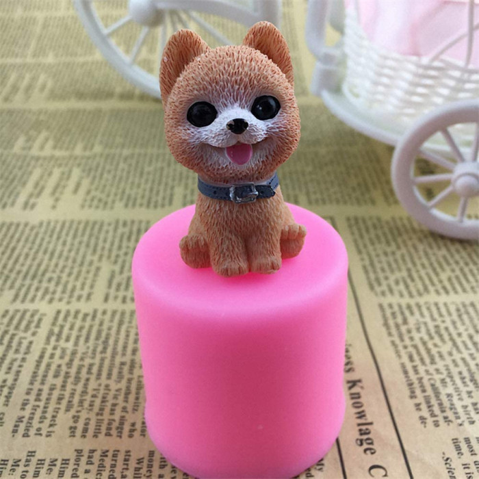 2 Pack Small 3D Puppy Dog Silicone Candle Molds, Cute Pomeranian & Poodle Chocolate Candy Fondant Mold