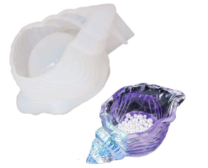 Conch Tray Resin Silicone Mold, Epoxy Casting Mold for Making Jewelry Storage Tray Makeup Sponge Rack Holder Dish Plate
