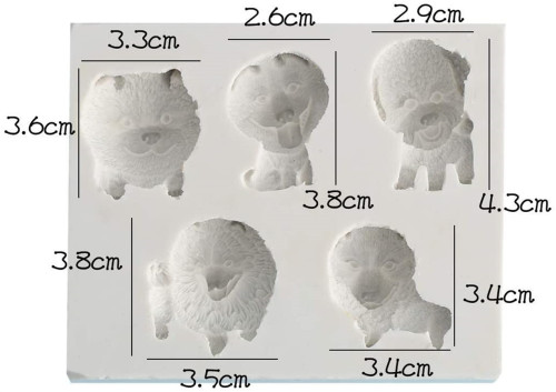 5-Cavity Puppy Dogs Fondant Mold Silicone Chocolate Candy Gumpaste Sugarcraft Mould Cake Decorating Tools Clay Resin Mold