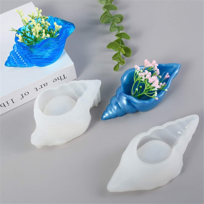 Resin Silicone Conch Tray Holder Mold, Conch/Sea Snail Shaped Casting Mold 2Pcs Set for Making Jewelry Tray Dishes Storage, Home Decoration Phetree DIY Resin Crafts Ideal Gift
