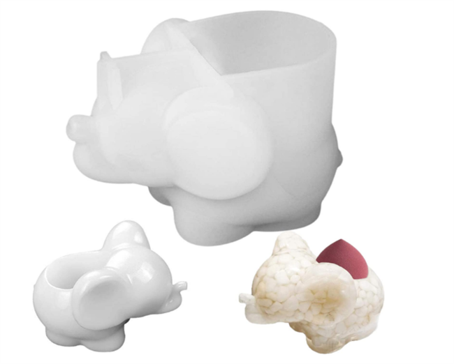 Elephant Beauty Sponge Holder Resin Silicone Mold, DIY Epoxy Resin Casting Mold, Used to Make Handicrafts, Decorations, Jewelry Storage Box