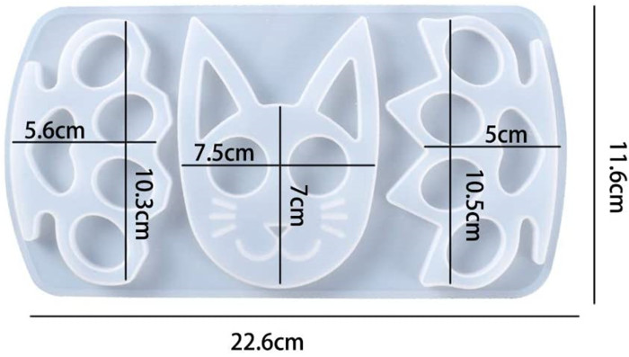 Three-in-one Self-Defense Cat Keychain Pendants Silicone Mold + 3D Knuckles Resin Molds Finger Keychain Mold Cover Ring Silicone Casting Molds for Jewelry/Keychain/Handmade Gift Making (Cat + Finger)