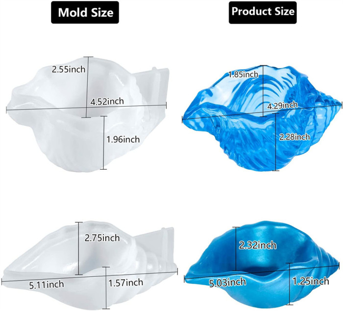 Resin Silicone Conch Tray Holder Mold, Conch/Sea Snail Shaped Casting Mold 2Pcs Set for Making Jewelry Tray Dishes Storage, Home Decoration Phetree DIY Resin Crafts Ideal Gift