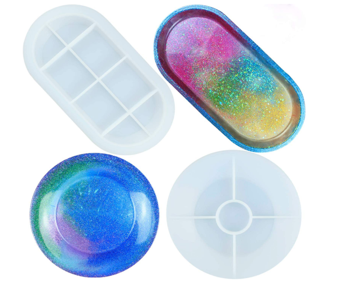 2PCS Silicone Resin Molds, Jewelry Soap Dish Resin Molds Epoxy Resin Tray Molds for DIY Jewelry Tray, Ring Holders, Soap Dish