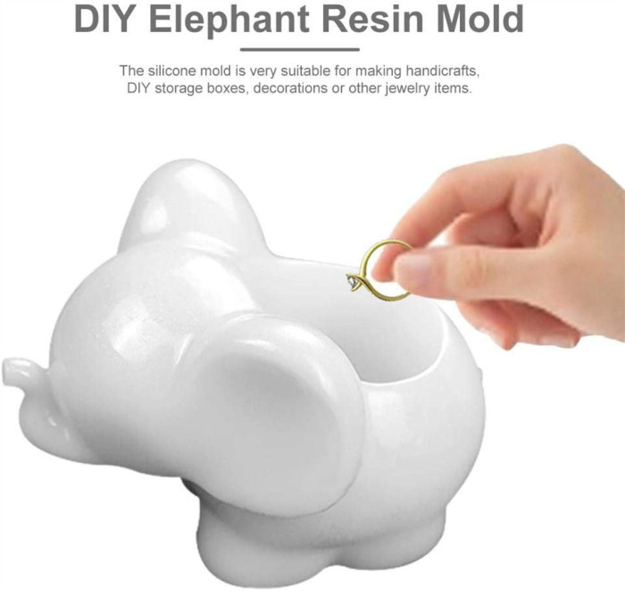 Elephant Beauty Sponge Holder Resin Silicone Mold, DIY Epoxy Resin Casting Mold, Used to Make Handicrafts, Decorations, Jewelry Storage Box