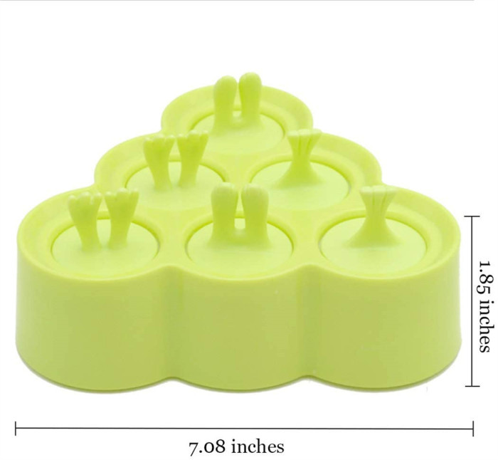 Ice Pop Molds -BPA Free-DIY12 Cartoon Ice Pop Molds Flexible Silicone 2PCS Pink&Green
