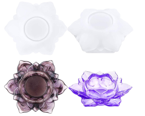 2pcs Jewelry Container Molds with Flower Shape Silicone Resin Mold Epoxy Storage Box Mold for Resin Flower Plant Pot/Candle Holder/Jewelry Storage