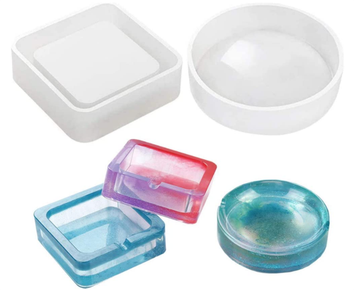 Ashtray Molds for Resin Casting Resin Silicone Molds for Ashtray Square and Round Large Size Resin Art Molds