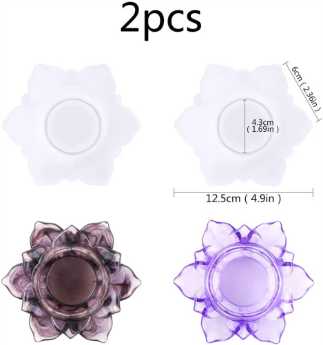 2pcs Jewelry Container Molds with Flower Shape Silicone Resin Mold Epoxy Storage Box Mold for Resin Flower Plant Pot/Candle Holder/Jewelry Storage