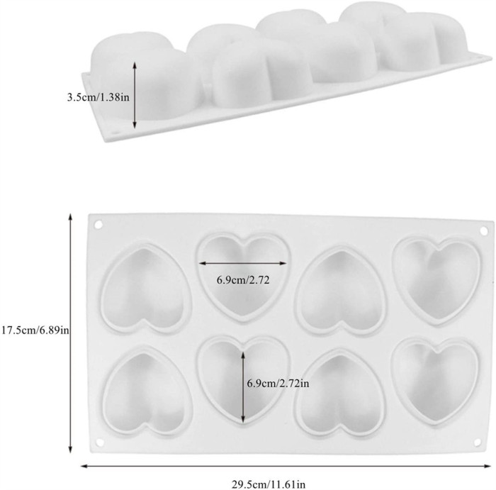 Heart Silicone Chocolate Molds - Mousse Cake Baking Reusable  Mold For Chocolate Cheese Dessert Cheesecake Jelly Soap