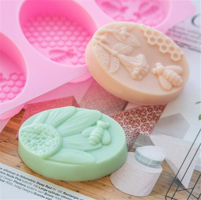 2 PCS 3D Bumble Bee Soap Molds Honeybee Molds Silicone for Homemade Soaps Lotion Bar Jello Bath Bomb Beeswax Resin Chocolate Dessert