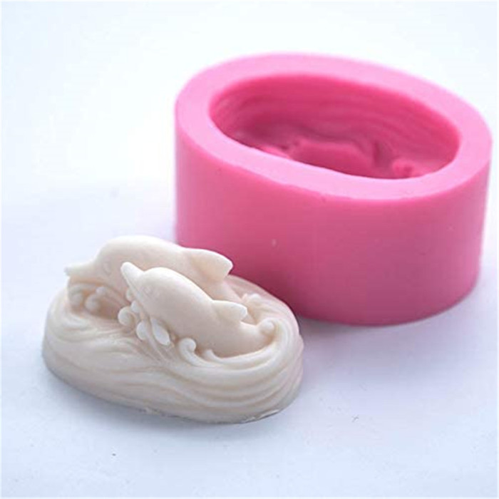 Silicone molds Dolphin, Dolphins Family Craft Art Silicone Soap Mold, Animal Craft Molds Fondant Cake Baking Mould DIY Handmade Soap Molds