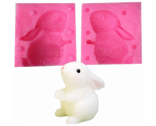 3D Rabbit Candle Mold Easter Bunny Silicone Chocolate Candy Mold Cake Decorating Tools Plaster of Paris Soap Epoxy Resin Mold