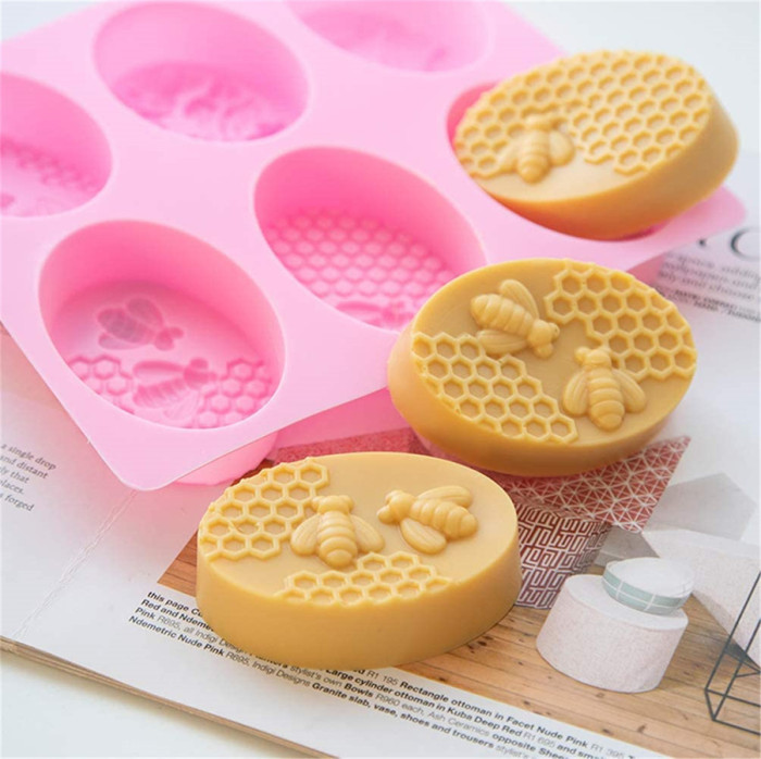 2 PCS 3D Bumble Bee Soap Molds Honeybee Molds Silicone for Homemade Soaps Lotion Bar Jello Bath Bomb Beeswax Resin Chocolate Dessert