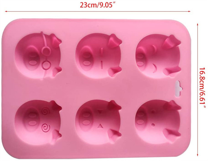 Cake Silicone Mold- Pig Piggy Shape Silicone Cake Mold-6-Cavity DIY 3D Emotion- Chocolate Truffle Mou