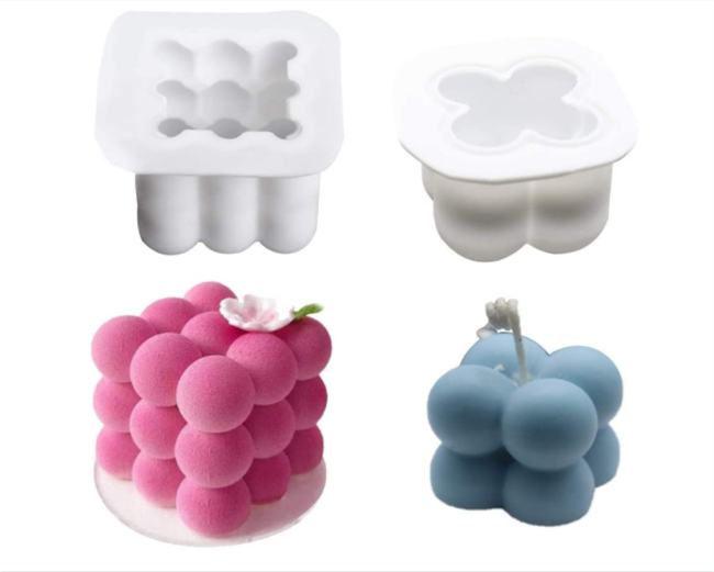 2 Pcs Silicone Molds 3D Candle Mold, Cube of Multiple Balls Fondant Mould, Handmade Diy Tools for Baking and Making Soap Wax Cake Mousse Ice Cream