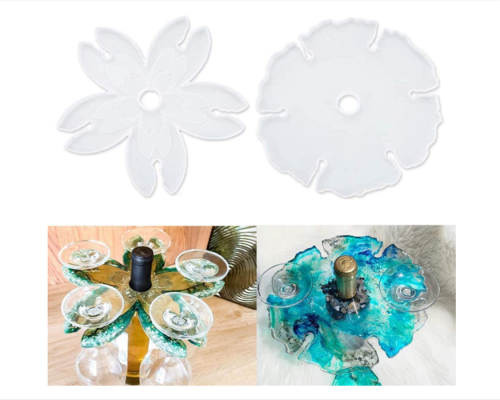 Floral Shape Flower Wine Glass Holder Resin Molds, Wine Glass Butler Silicone Molds for Resin, Wine Rack Epoxy Resin Silicone Casting Mold for Making Agate Wine Caddy, Stemware Racks