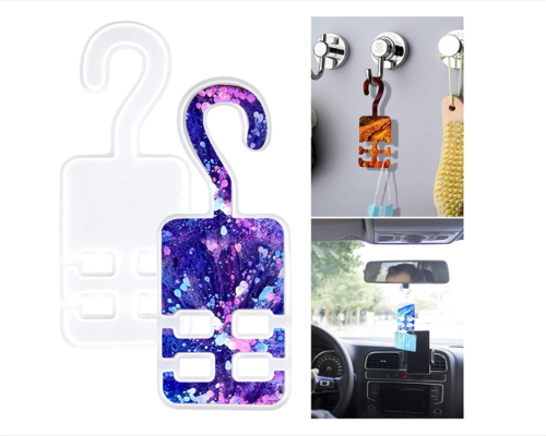 2PCS Hanger Resin Mold, Silicone Casting Storage Hook Molds for Home Decoration, DIY Craft, Masks Holder, Making Car Organizer Hook, Indoor and Outdoor Decoration Supplies