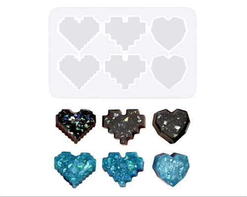 Heart Shape Silicone Mold Love Heart Resin Epoxy Mold Jewelry Casting Mold Charms Mold for Jewelry Making Keychain Crafts Decoration Making DIY Crafts Tools