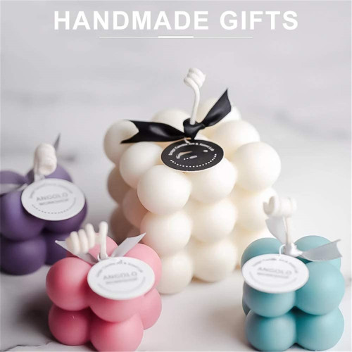 2 Pcs Silicone Molds 3D Candle Mold, Cube of Multiple Balls Fondant Mould, Handmade Diy Tools for Baking and Making Soap Wax Cake Mousse Ice Cream