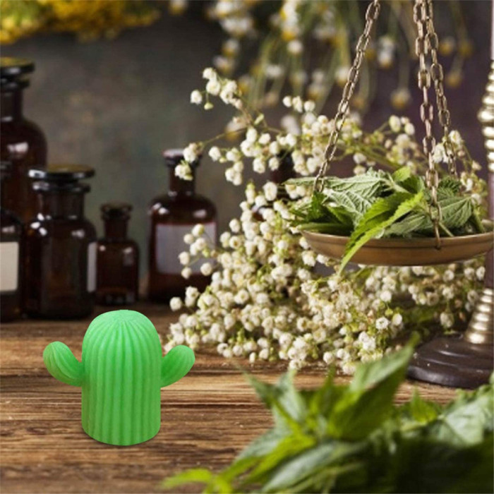 2 Pieces Silicone Candle Mold Novelty Cactus Candles Molds DIY Cute 3D Clay Craft Mould for Fondant Handmade Soap Lotion Bar Wax Casting Crayon Cake Ice Cream Clay Cake Decorating Tools Set