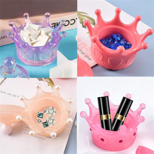 Box Resin Molds Silicone 3D Crown Jewelry Box Molds with Lid Storage Jar Trinket Epoxy Mold for DIY Art Casting Resin Craft Decorating Tool