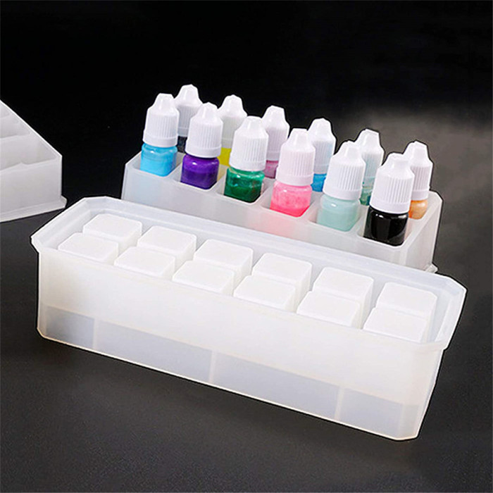 Resin Casting Molds,Makeup Lipstick Storage Box Silicone Molds,Resin Lipstick Holder Molds,with 12-Slot Mold,for DIY Crafts Making Resin Molds for Epoxy Crafts DIY