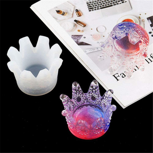 3D Crown Ashtray Storage Box Mold DIY Phone Holder Silicone Mold Resin Casting Accessories Jewelry Making Tools
