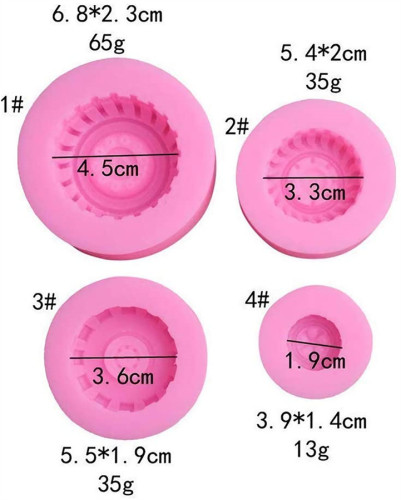 Set of 4 3D Round Tire Chocolate Candy Molds Silicone Truck Wheels Car Tyre Cake Fondant Molds Cake Sugarcraft Decorating Tools Resin Polymer Clay Soap Molds