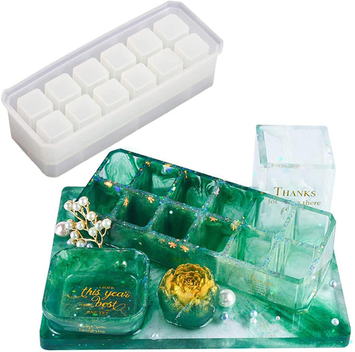 Resin Casting Molds,Makeup Lipstick Storage Box Silicone Molds,Resin Lipstick Holder Molds,with 12-Slot Mold,for DIY Crafts Making Resin Molds for Epoxy Crafts DIY