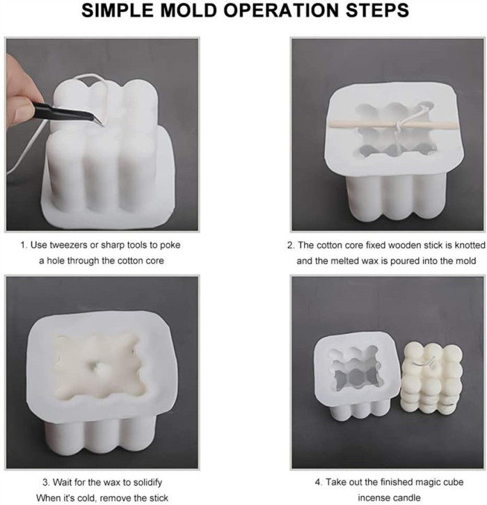 2 Pcs Silicone Molds 3D Candle Mold, Cube of Multiple Balls Fondant Mould, Handmade Diy Tools for Baking and Making Soap Wax Cake Mousse Ice Cream
