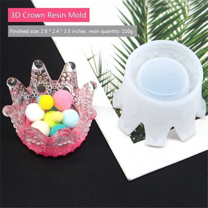 3D Crown Ashtray Storage Box Mold DIY Phone Holder Silicone Mold Resin Casting Accessories Jewelry Making Tools