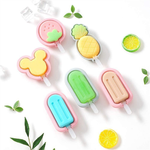 Silicone Popsicle Molds, 4 Pack Ice Cream Mold Reusable Soft Silicone Pop Maker with Lid Popsicle Sticks, Easy Release BPA Free Molds