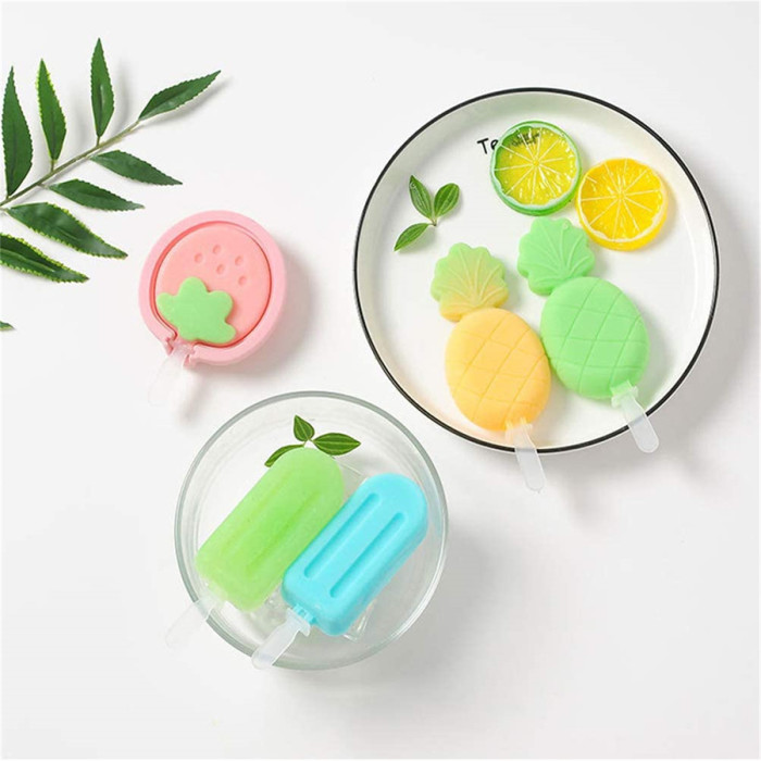 Silicone Popsicle Molds, 4 Pack Ice Cream Mold Reusable Soft Silicone Pop Maker with Lid Popsicle Sticks, Easy Release BPA Free Molds